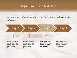 A White Table Topped With A Plate Of Food And Wine Glasses PowerPoint Template