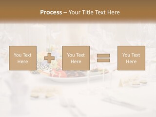 A White Table Topped With A Plate Of Food And Wine Glasses PowerPoint Template