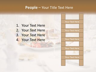 A White Table Topped With A Plate Of Food And Wine Glasses PowerPoint Template