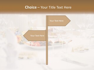 A White Table Topped With A Plate Of Food And Wine Glasses PowerPoint Template