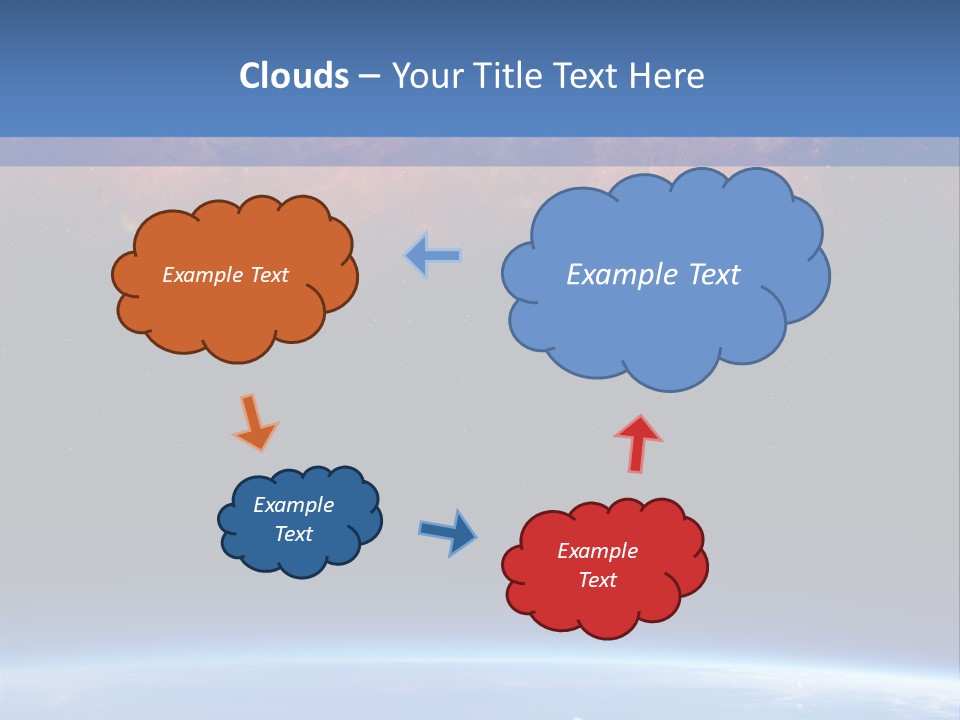 An Image Of A Space Station With Clouds And Stars PowerPoint Template