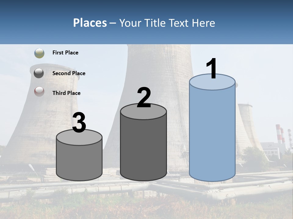 A Power Plant With Three Towers In The Background PowerPoint Template