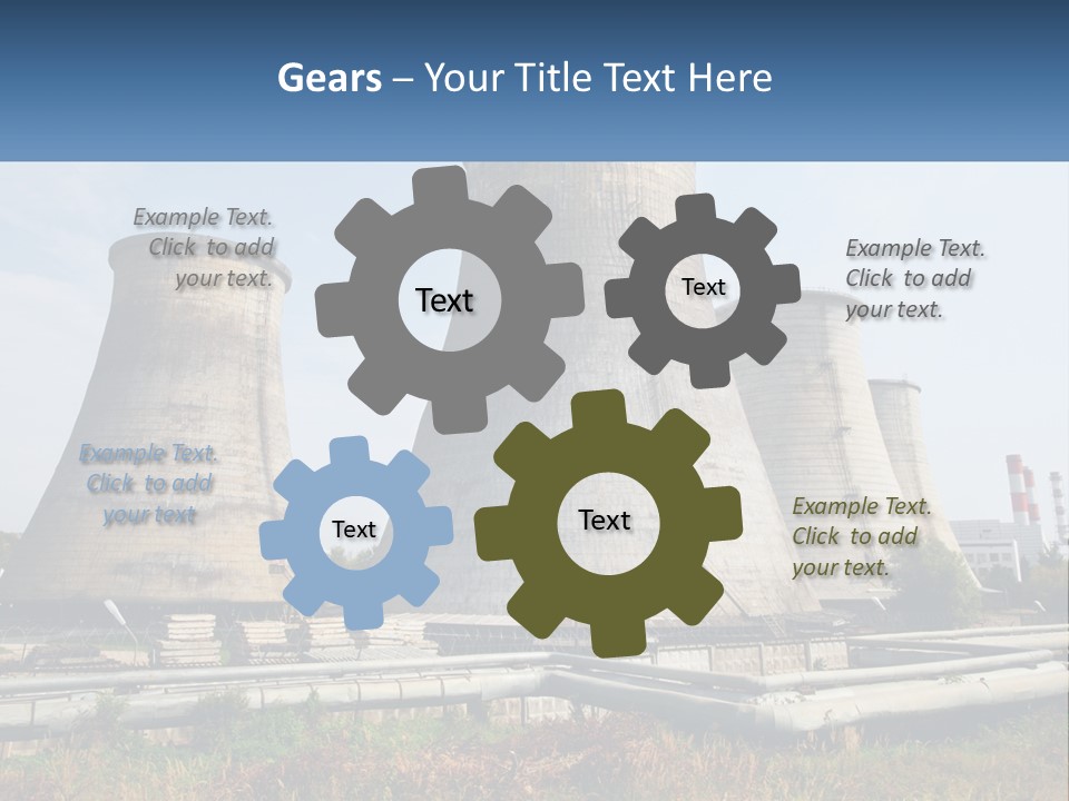 A Power Plant With Three Towers In The Background PowerPoint Template
