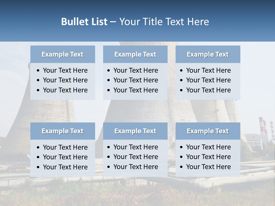 A Power Plant With Three Towers In The Background PowerPoint Template