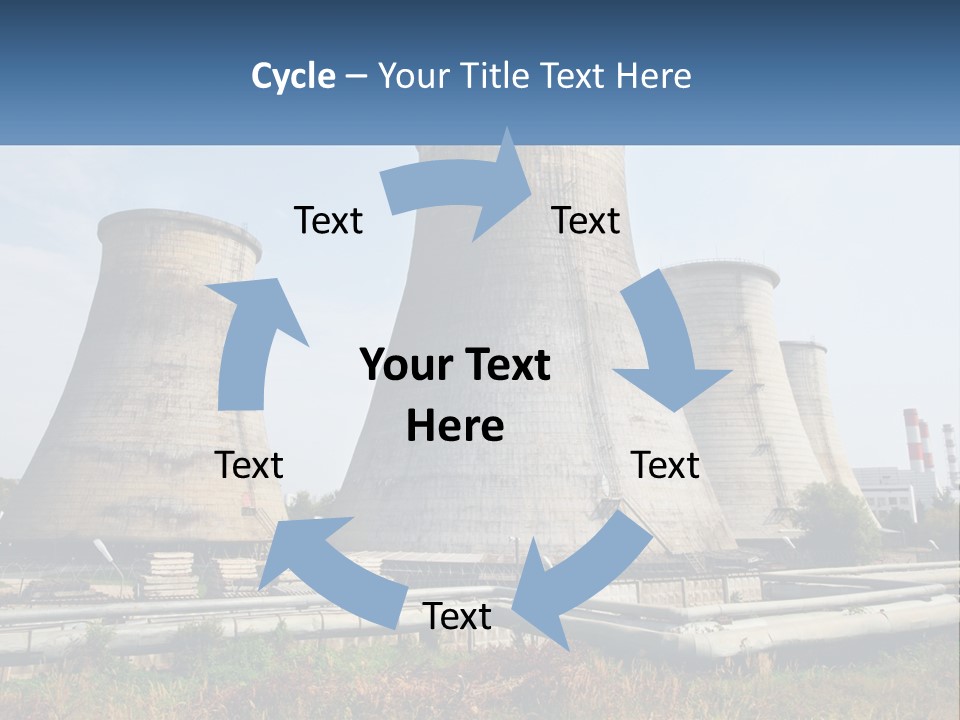 A Power Plant With Three Towers In The Background PowerPoint Template