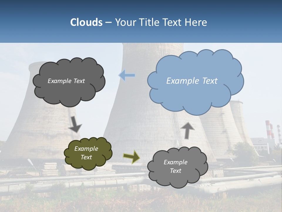 A Power Plant With Three Towers In The Background PowerPoint Template