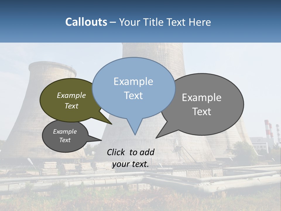 A Power Plant With Three Towers In The Background PowerPoint Template