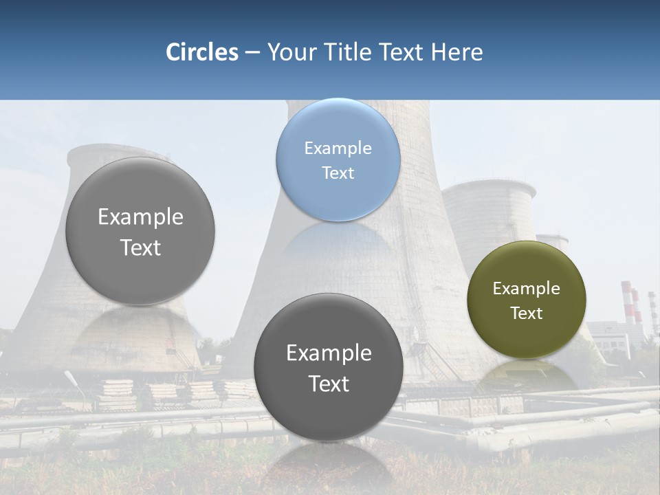 A Power Plant With Three Towers In The Background PowerPoint Template