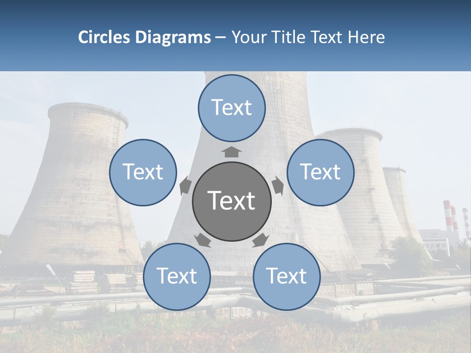 A Power Plant With Three Towers In The Background PowerPoint Template