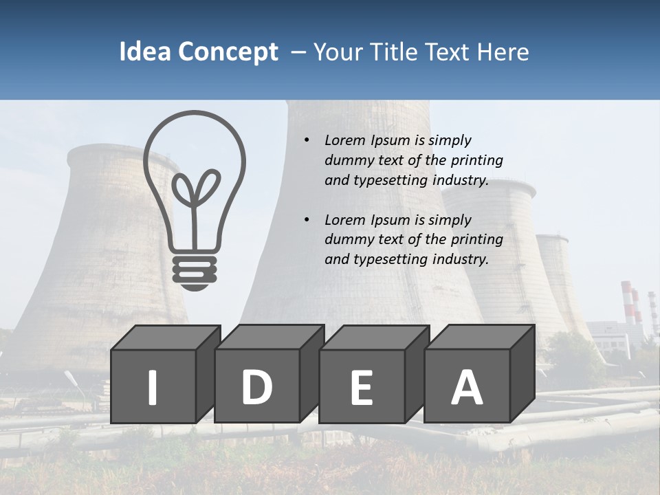 A Power Plant With Three Towers In The Background PowerPoint Template