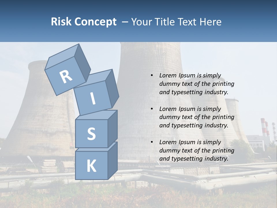 A Power Plant With Three Towers In The Background PowerPoint Template