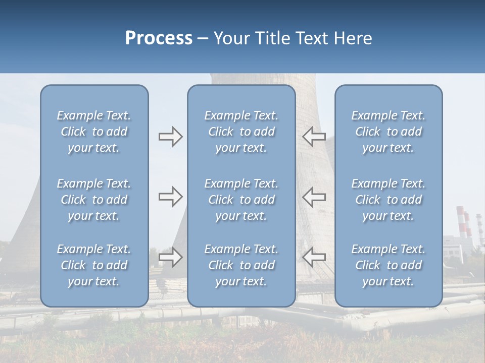 A Power Plant With Three Towers In The Background PowerPoint Template