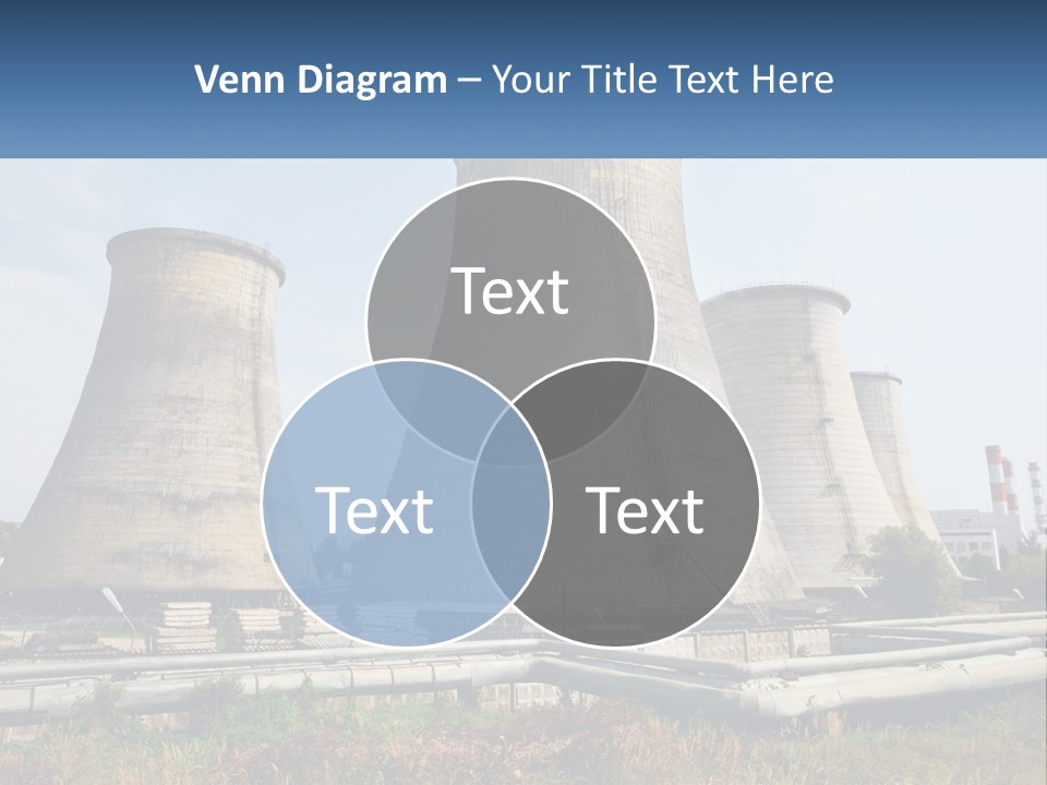 A Power Plant With Three Towers In The Background PowerPoint Template