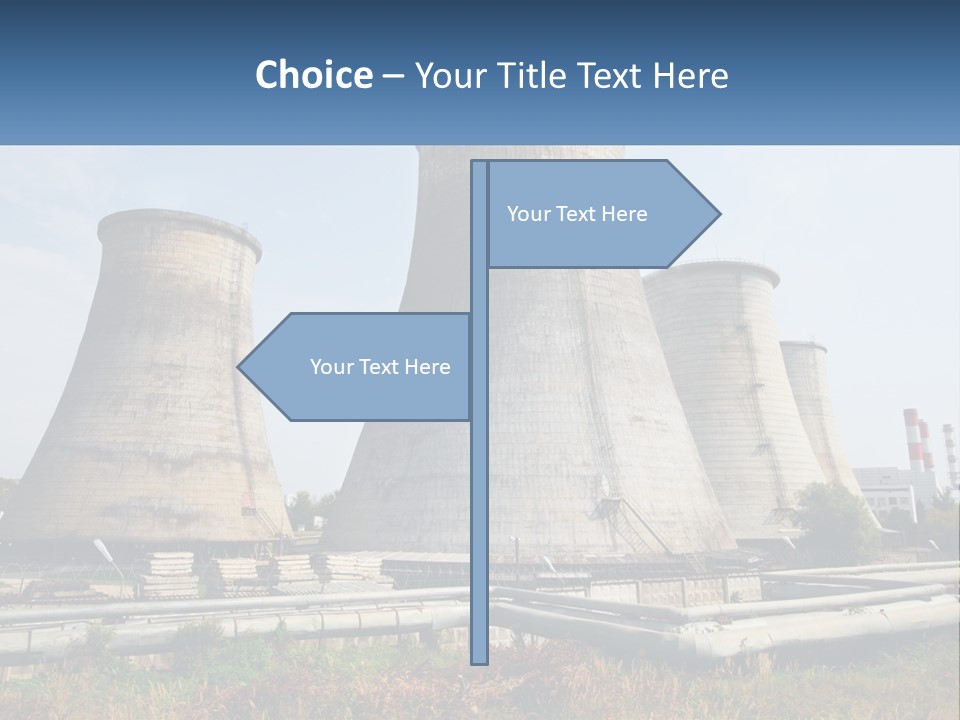 A Power Plant With Three Towers In The Background PowerPoint Template