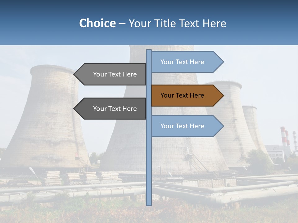 A Power Plant With Three Towers In The Background PowerPoint Template