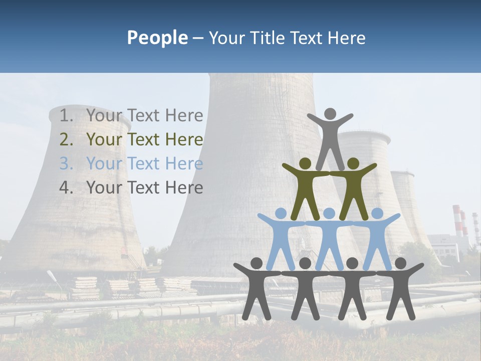 A Power Plant With Three Towers In The Background PowerPoint Template