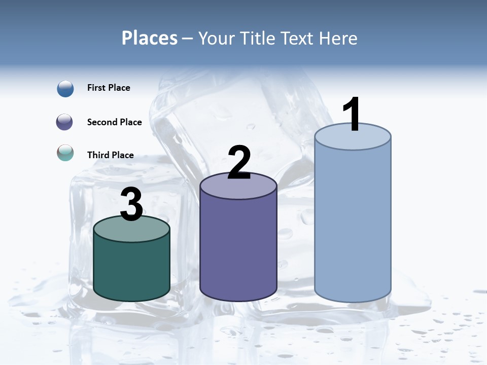 Three Ice Cubes On A Table With Water Droplets PowerPoint Template