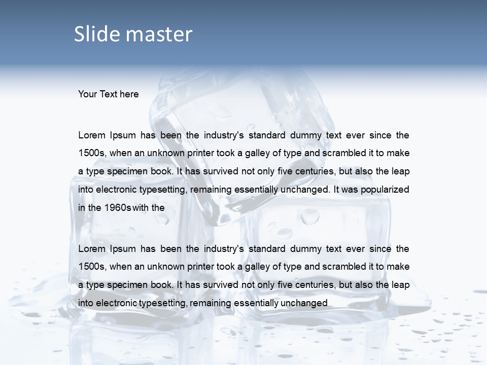 Three Ice Cubes On A Table With Water Droplets PowerPoint Template