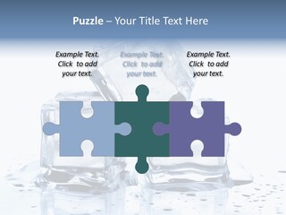 Three Ice Cubes On A Table With Water Droplets PowerPoint Template
