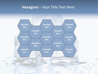 Three Ice Cubes On A Table With Water Droplets PowerPoint Template