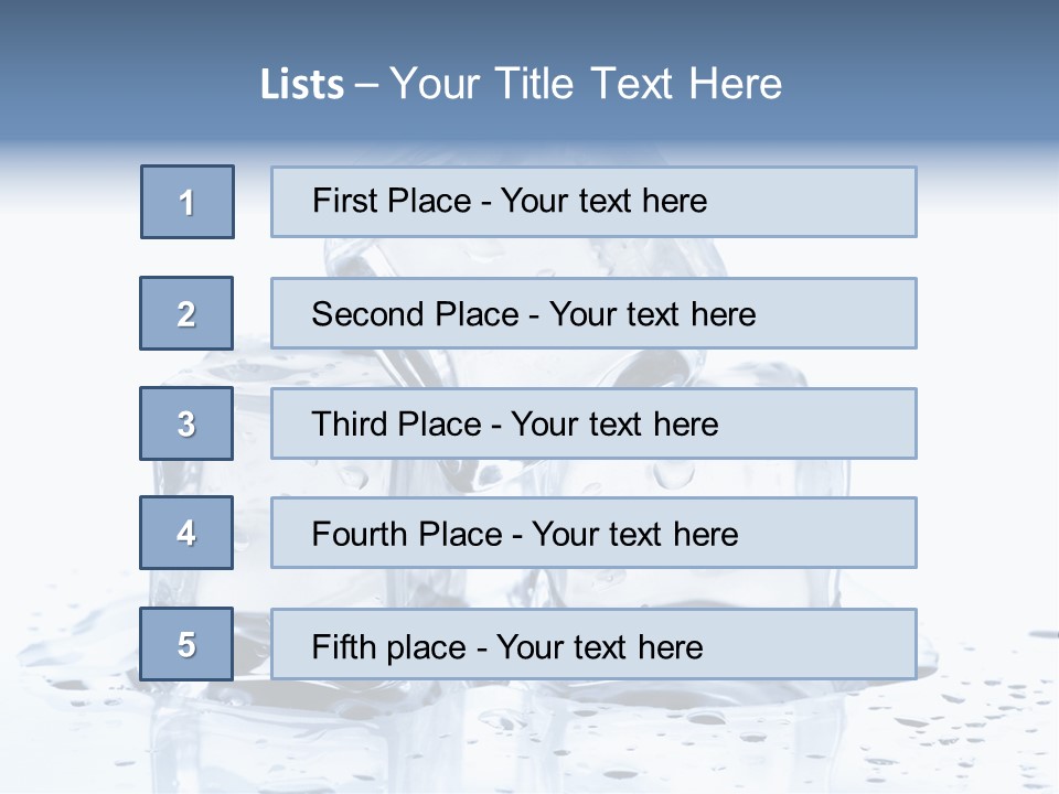 Three Ice Cubes On A Table With Water Droplets PowerPoint Template