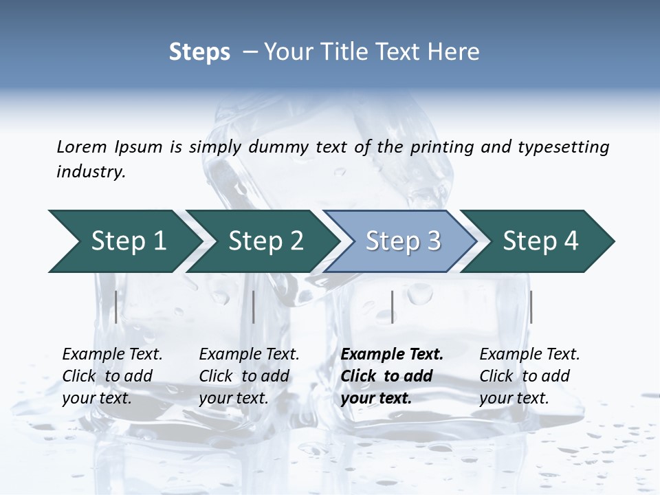 Three Ice Cubes On A Table With Water Droplets PowerPoint Template