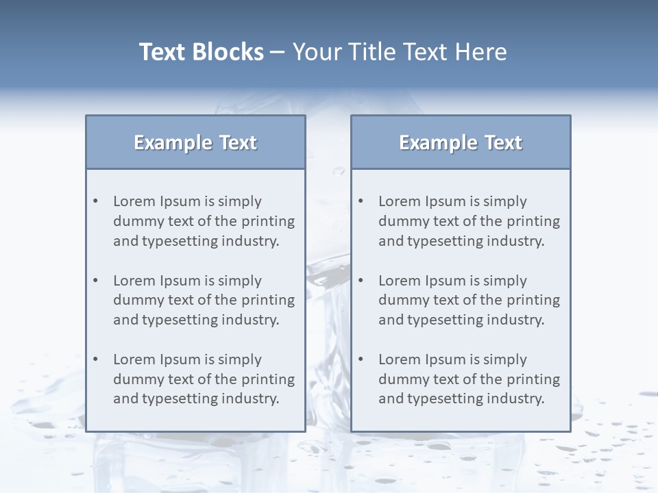 Three Ice Cubes On A Table With Water Droplets PowerPoint Template