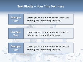 Three Ice Cubes On A Table With Water Droplets PowerPoint Template