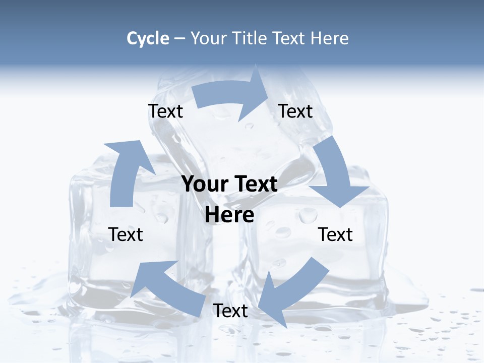 Three Ice Cubes On A Table With Water Droplets PowerPoint Template