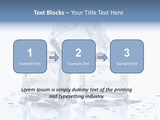Three Ice Cubes On A Table With Water Droplets PowerPoint Template