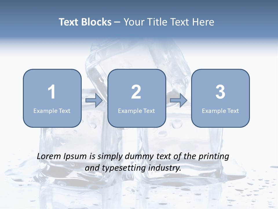 Three Ice Cubes On A Table With Water Droplets PowerPoint Template