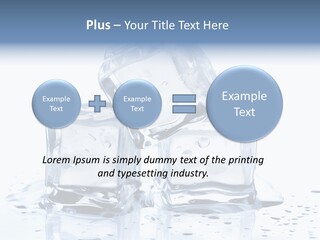 Three Ice Cubes On A Table With Water Droplets PowerPoint Template