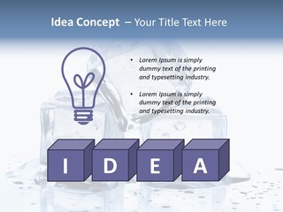 Three Ice Cubes On A Table With Water Droplets PowerPoint Template