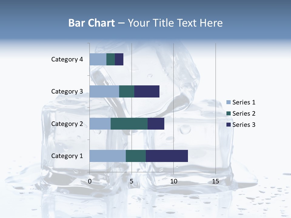 Three Ice Cubes On A Table With Water Droplets PowerPoint Template