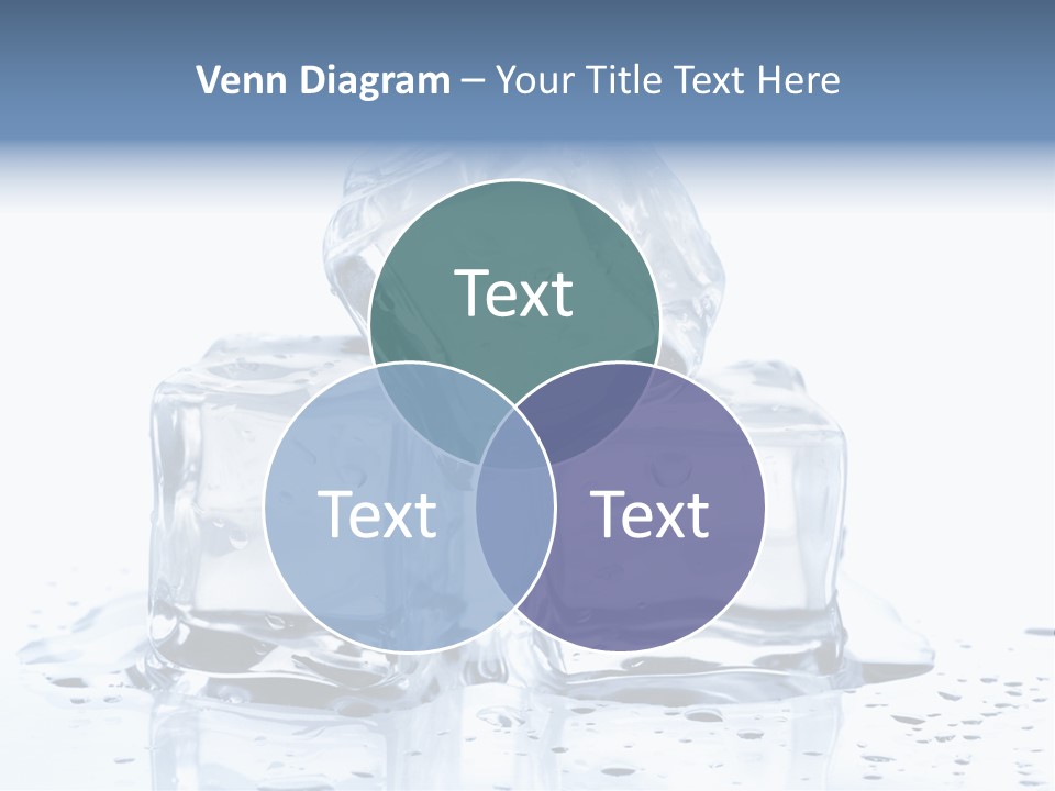 Three Ice Cubes On A Table With Water Droplets PowerPoint Template