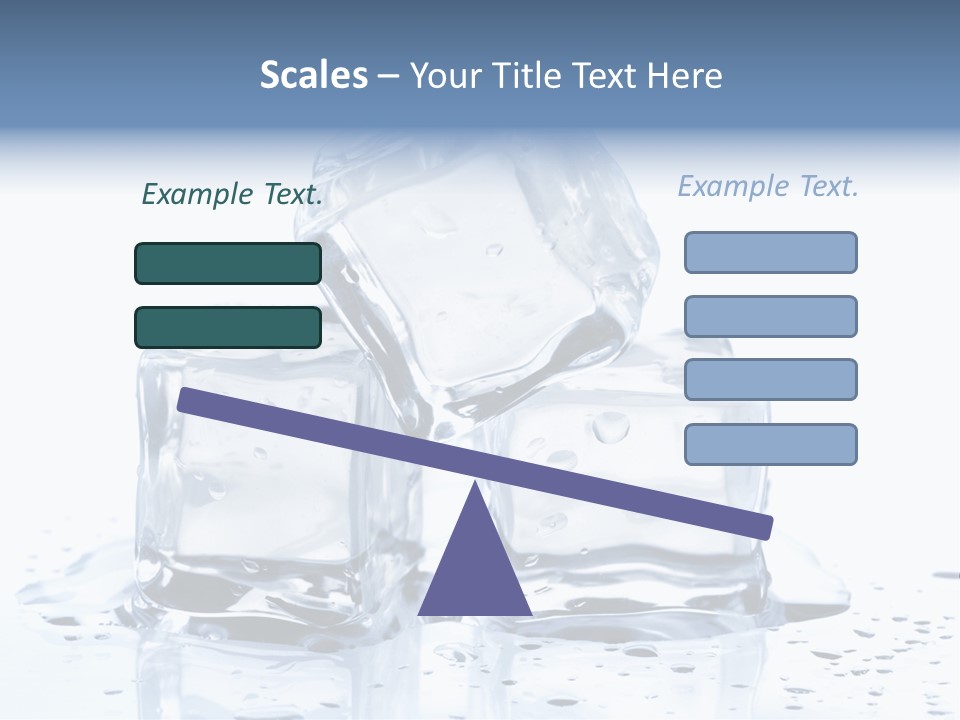 Three Ice Cubes On A Table With Water Droplets PowerPoint Template