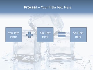 Three Ice Cubes On A Table With Water Droplets PowerPoint Template