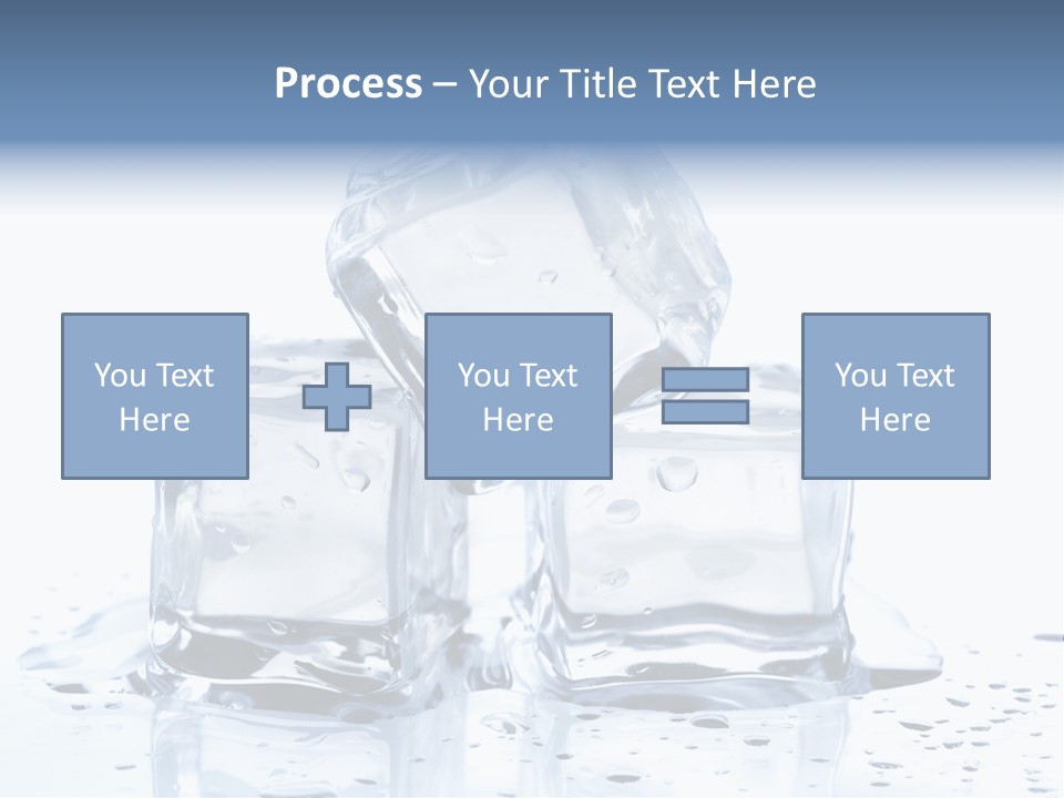 Three Ice Cubes On A Table With Water Droplets PowerPoint Template