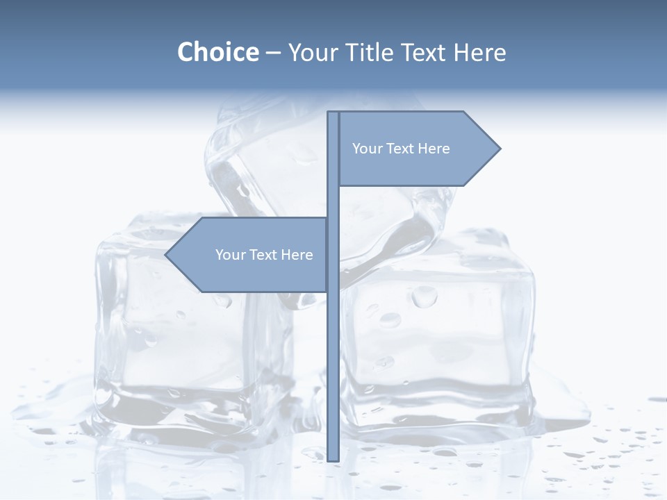 Three Ice Cubes On A Table With Water Droplets PowerPoint Template