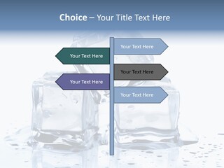 Three Ice Cubes On A Table With Water Droplets PowerPoint Template