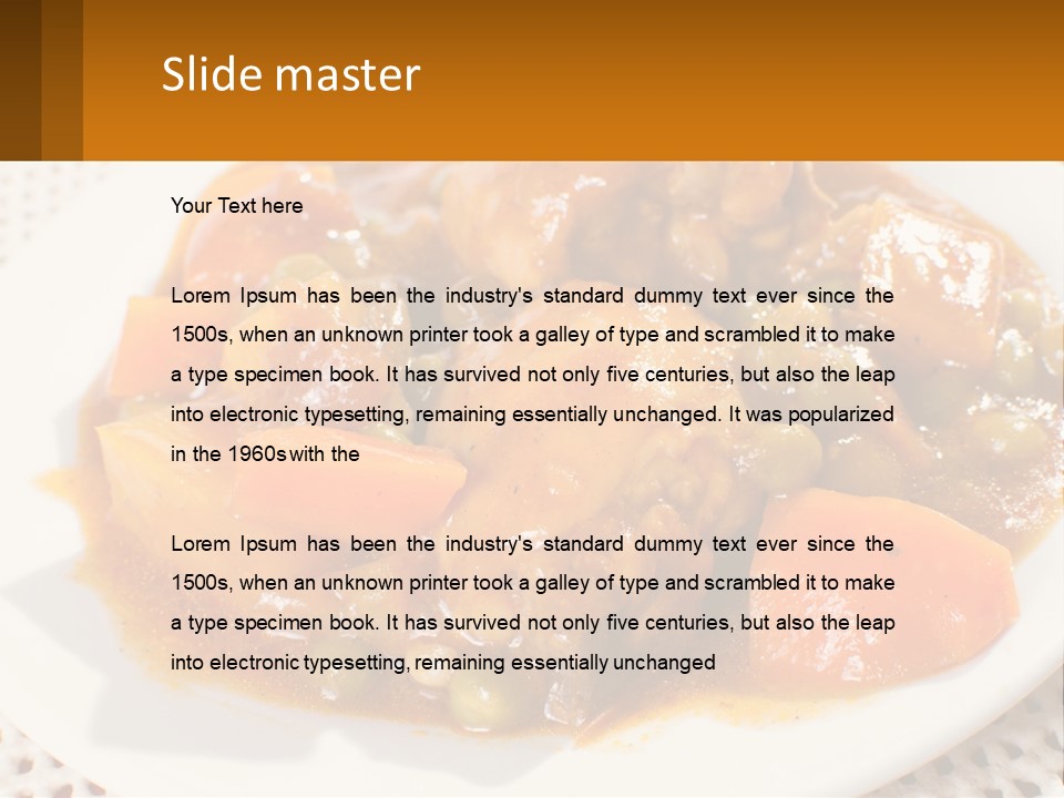A White Plate Topped With Meat And Vegetables PowerPoint Template