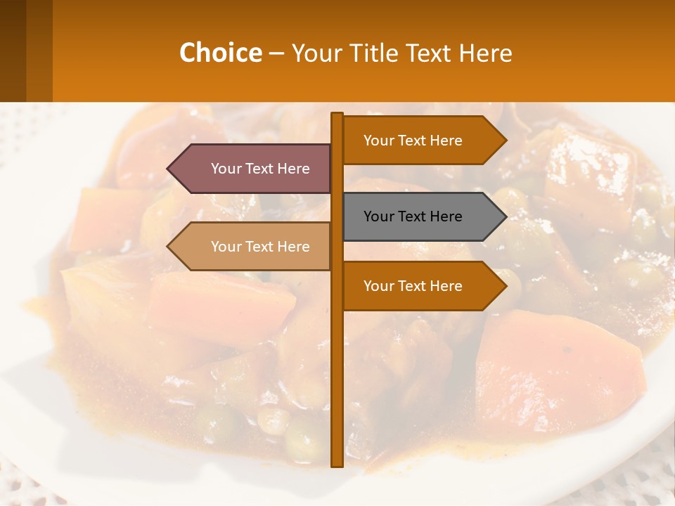 A White Plate Topped With Meat And Vegetables PowerPoint Template