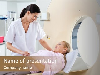 A Woman In A Hospital Bed Being Examined By A Doctor PowerPoint Template