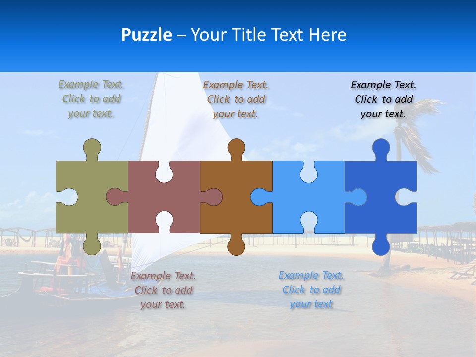 A Sailboat On The Water With A Beach In The Background PowerPoint Template