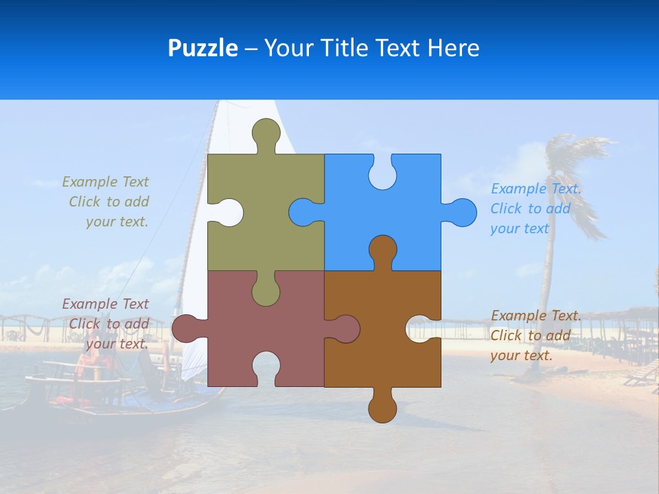 A Sailboat On The Water With A Beach In The Background PowerPoint Template