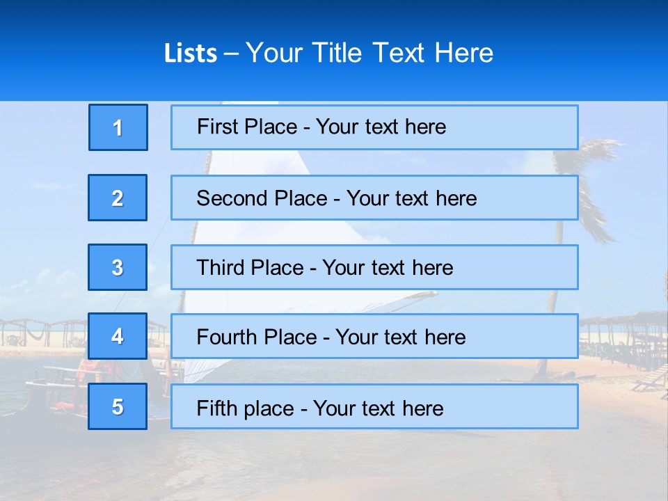 A Sailboat On The Water With A Beach In The Background PowerPoint Template