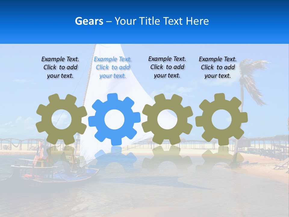 A Sailboat On The Water With A Beach In The Background PowerPoint Template