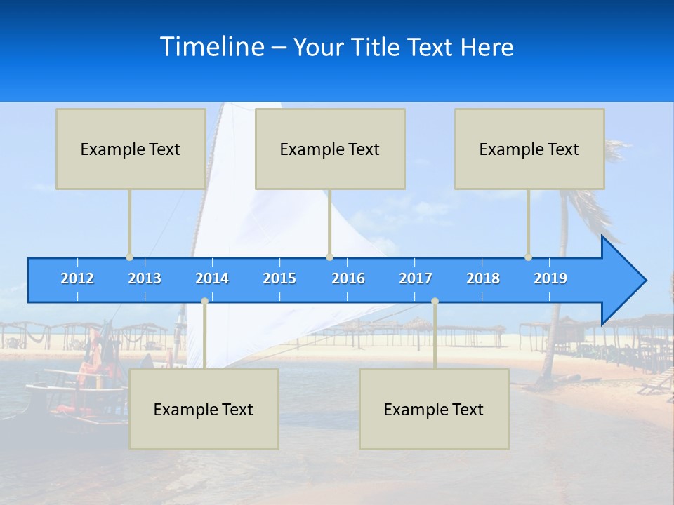 A Sailboat On The Water With A Beach In The Background PowerPoint Template