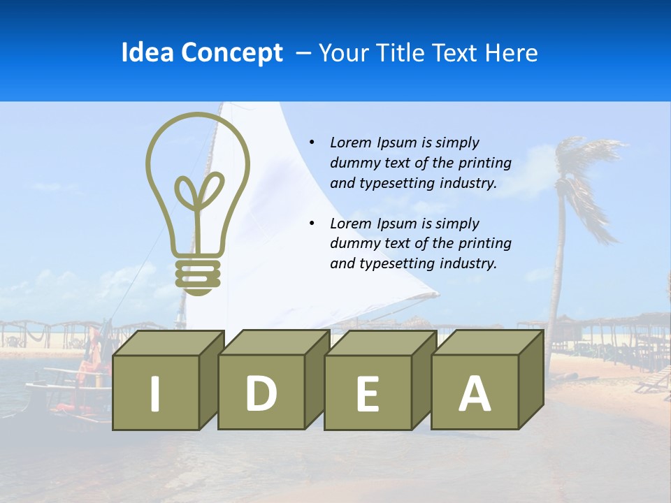 A Sailboat On The Water With A Beach In The Background PowerPoint Template