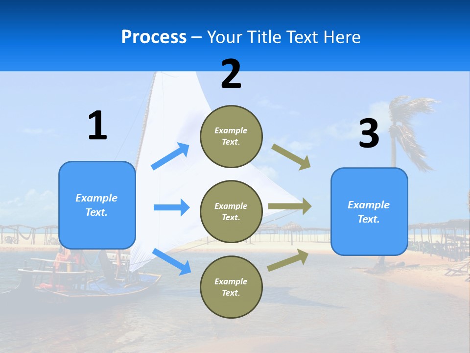 A Sailboat On The Water With A Beach In The Background PowerPoint Template